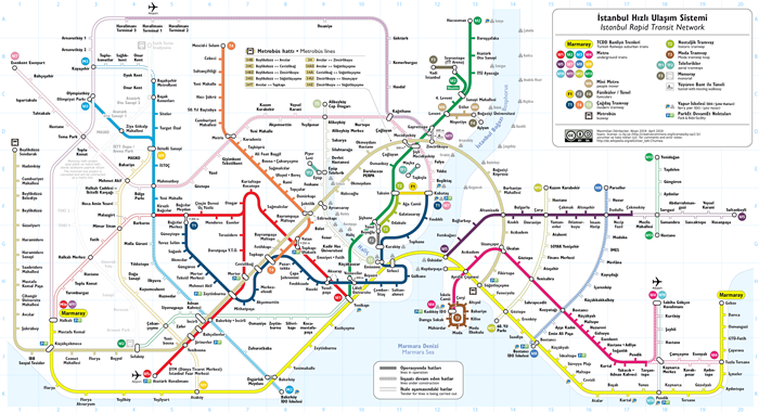 Istanbul Rapid Transit Map With Metrobüs Schematic 